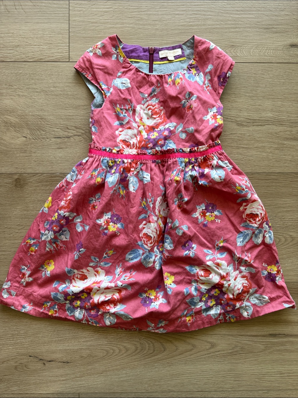 Mini Boden Pink Floral Cotton Dress
